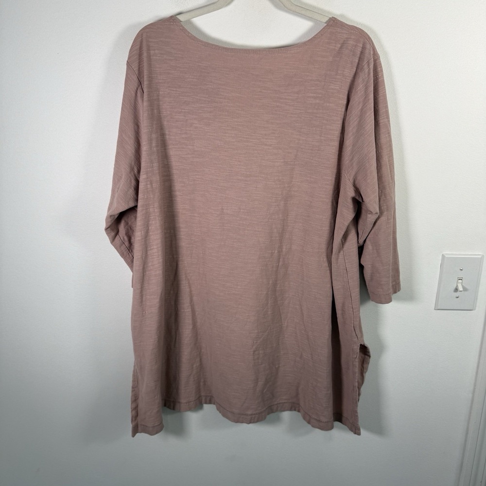 Pure Jill 3/4 Sleeve High Low Tunic Shirt Pink 100% Cotton Womens Plus 2x - Picture 7 of 7